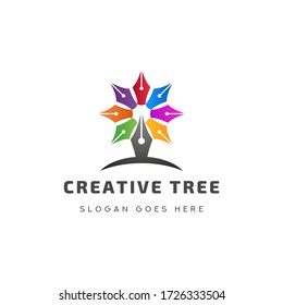 Creative Tree Colorful Logo Icon Template Design Illustration