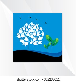 creative tree created with hand vector illustration 