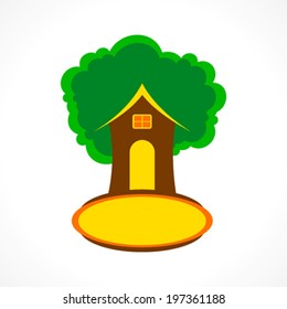 creative tree house icon design concept vector