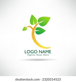 creative tree and leaf green logo vector. green environmental concept, ecological.