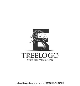 Creative tree letter E Logo design inspiration vector