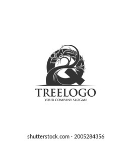 Creative tree letter Q Logo design inspiration vector