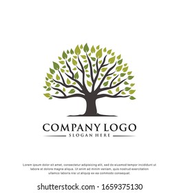 Creative tree logo. Abstract, balance and life design template. Vector illustration 