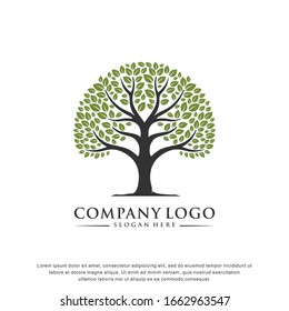 Creative tree logo. Abstract, balance and life design template. Vector illustration 