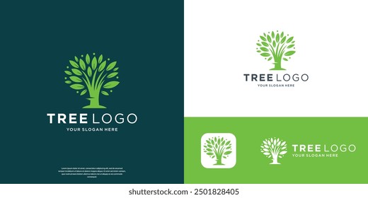 Creative Tree logo design. Garden plant natural symbols template. Vector illustration.