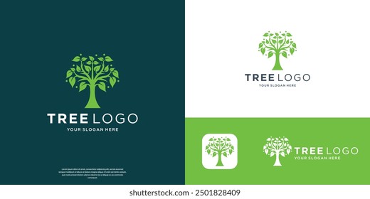 Creative Tree logo design. Garden plant natural symbols template. Vector illustration.