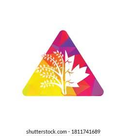 Creative tree and maple leaves logo design. Canada business sign.