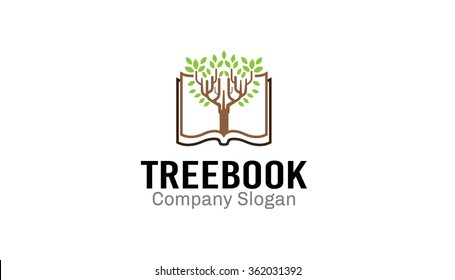 Creative Tree Open Book Logo Vector Symbol Icon Design Illustration
