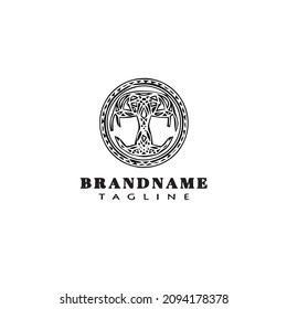 creative tree with roots logo cartoon icon design template black modern isolated vector illustration