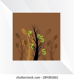 creative tree with rupees and dollar vector 