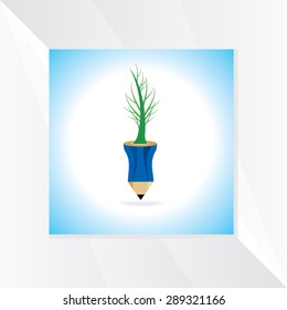 creative tree top of the pencil vector illustration