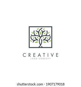 Creative Tree Travel Explore Logo Design Template Flat Style Vector