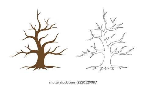 Creative Tree Without Leaves, Tree Without Leaves Line Art Vector