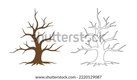 Creative Tree Without Leaves, Tree Without Leaves Line Art Vector