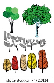 Creative trees collection. Objects are originally drawn, not traced