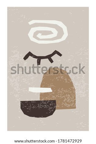 Creative trendy abstract contemporary collage background in minimal flat style with simple shapes ideal for interior posters, social media templates, neutral colors for your decoration