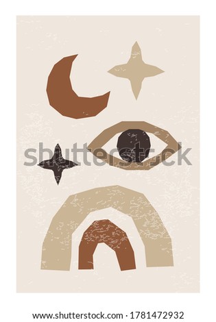 Creative trendy abstract contemporary collage background in minimal flat style with simple shapes ideal for interior posters, social media templates, neutral colors for your decoration