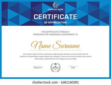 Creative trendy abstract and modern multipurpose eps certificate vector design for all types company