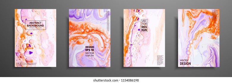 Creative trendy cards. Abstract painting templates with place for your text. Fluid art. Applicable for design covers, presentation, invitation, flyers, annual reports, posters and business cards.