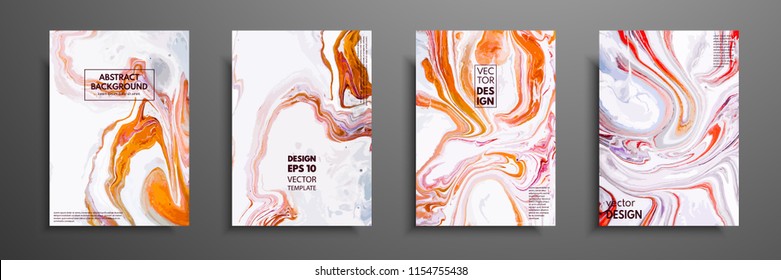 Creative trendy cards. Abstract painting templates with place for your text. Fluid art. Applicable for design covers, presentation, invitation, flyers, annual reports, posters and business cards.