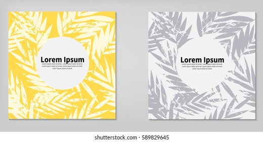 Creative trendy cards set. Tropical abstract palm leaves pattern. Eps10 vector template. - stock vector