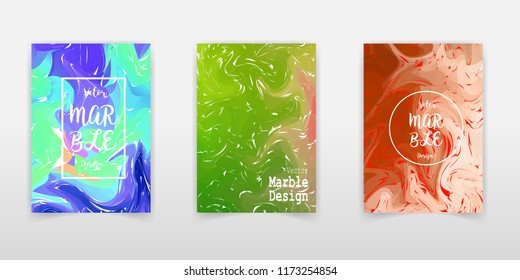Creative trendy cards set. Wavy stripes, glitch texture. Eps10 vector template.