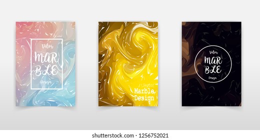 Creative trendy cards set. Wavy stripes, glitch texture. Eps10 vector template.