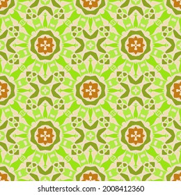 Patrón geométrico abstracto de color creativo a la moda en naranja verde, sin costuras vectoriales, se puede utilizar para imprimir en tela, interior, diseño, textil