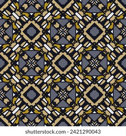 Creative trendy color abstract geometric pattern in gray yellow blue black, vector seamless, can be used for printing into fabric, interior, design, textile