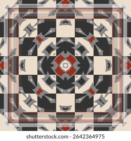 Creative trendy color abstract geometric pattern in white black gray red,  can be used for printing onto fabric, interior, design, textile. Frame.