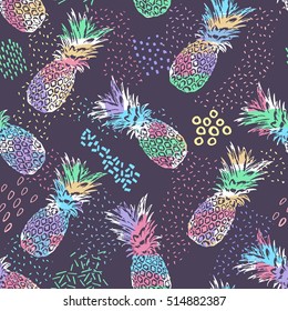 Diseño creativo, colorido y transparente con piñas. Textura artística dibujada a mano. 