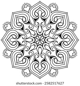 creative and trendy mandala design for coloring book page, attractive mandala art for henna , wall art
