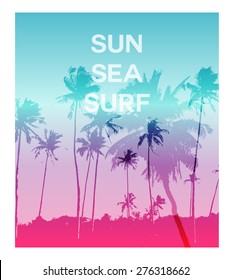 Creative trendy poster with palms.