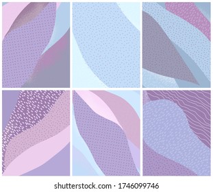 Creative Trendy posters or cards. Wedding and anniversary, birthday, Valentines day and party invitations, covers and decor elements. Hand Drawn textures. Vector illustration