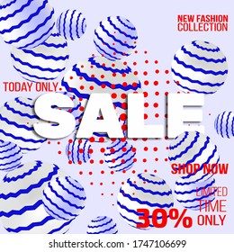 Creative, trendy sale banner with geometric shapes. Vector illustration.