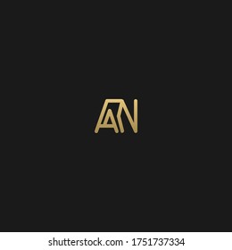 Creative trendy unique artistic black and golden color AN NA A N initial based letter icon logo.