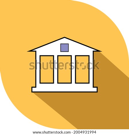Creative, trendy vector icon of bank with shadow background.