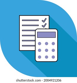 Creative, trendy vector icon of calculator with shadow background.