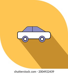 Creative, trendy vector icon of car with shadow background.
