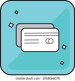Creative, trendy vector icon of credit card with shadow background.