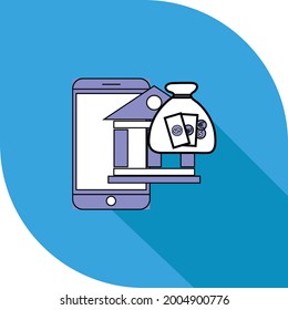 Creative, trendy vector icon of E- banking with shadow background.