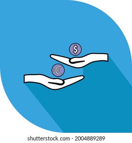 
Icono vectorial creativo y de moda del intercambio de dinero con fondo en la sombra.

