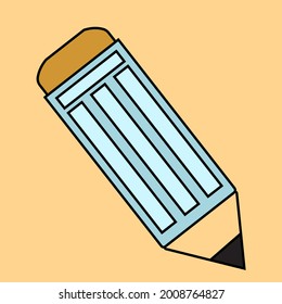 Creative, trendy vector icon of pencil with shadow background.