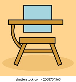Creative, trendy vector icon of study chair with shadow background.