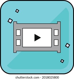 Creative, trendy vector icon of video  with shadow background.