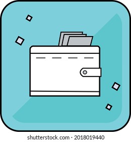 Creative, trendy vector icon of wallet with shadow background.