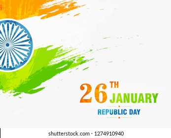 Creative Tri Color National Flag Background. 26th January, India Republic Day.