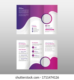Creative tri fold brochure design. corporate business template for tri fold flyer. Layout with modern design vectorand abstract background. Creative concept 3 folded flyer or brochure.