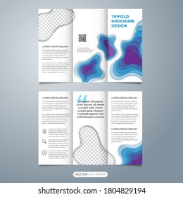 Creative tri fold brochure design template vector with paper cut effect. Multipurpose corporate business flyer design.