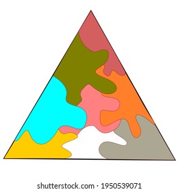 Creative Triangle colorful bright background with patterns. Collage. Design for prints, posters, cards, etc. Vector.